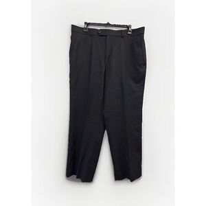 Stafford Classic Fit Wool Dress Pants Mens 36X28 Black Trousers Flat Front